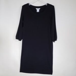 Exclusively Misook  black tunic dress 3/4 sleeves